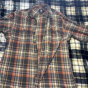 Dickies Men's Plaid Flannel Shirt - Brown and Black